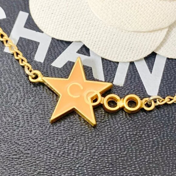 CHANEL CC Coco Orange Star Necklace 16" Gold Tone 01P Auth
